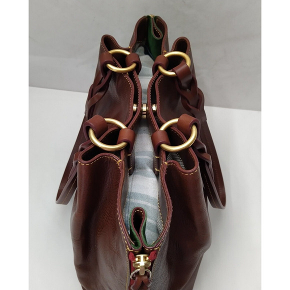 Dooney & Bourke Florentine Brown Leather Double Handle Large Tote Shoulder Bag - Picture 8 of 16